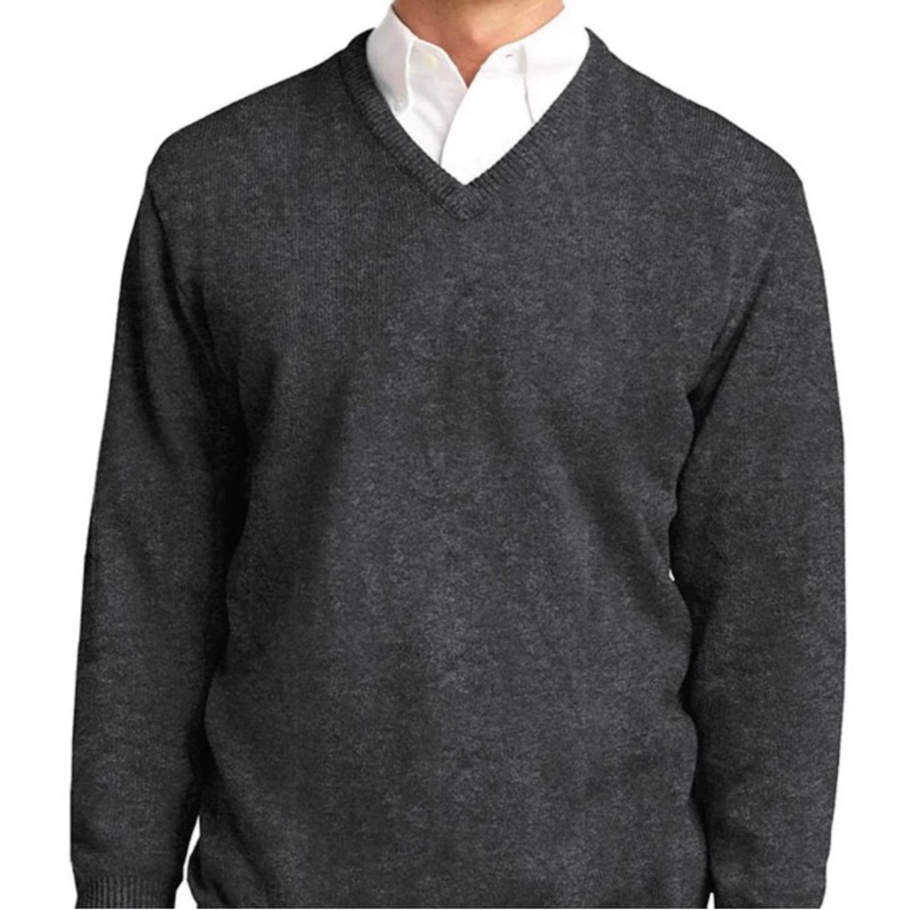 Cherokee Man XXL Dark Charcoal V-Neck Knit Casual Sweater Oversized Relaxed Fit
